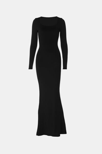 Sculpting Shapewear Square Neck Long Sleeve Maxi Dress