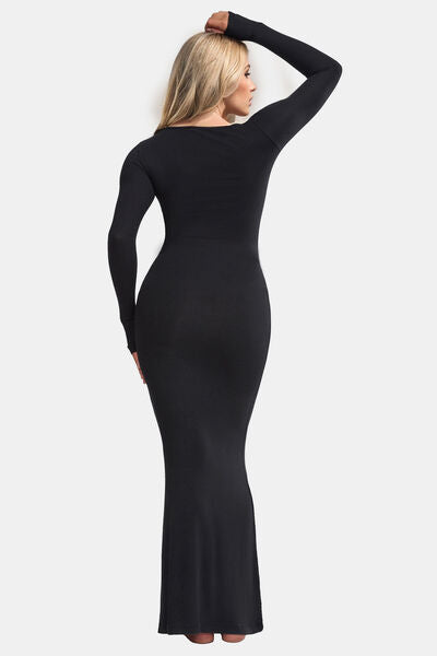 Sculpting Shapewear Square Neck Long Sleeve Maxi Dress