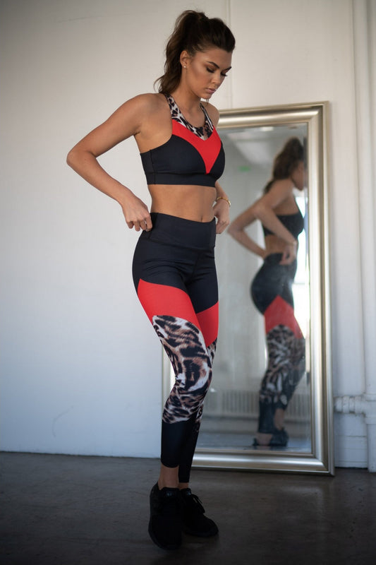 Women's Leopard Colorblock Activewear Set
