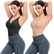Shapewear Bodysuit Thong Shaper for Women Waist Trainer Body Shaper Deep V Neck Slimming Underwear Built-in Bra Camisoles Tops
