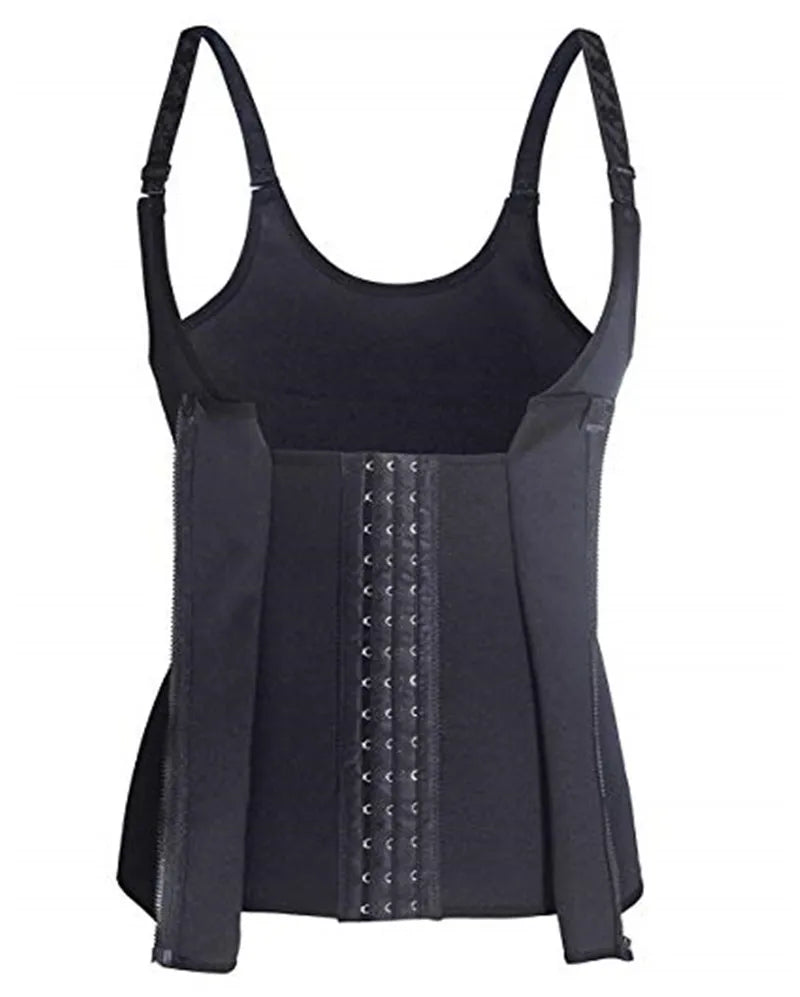 Luxe Front Adjustable Waist Slimming Body Shaper With Shoulder Straps and Zipper