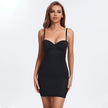 Slimming Full Length Shapewear Slips Nude Straight Tube Dress Body Shaper Women Skinny Under Dresses Underwire Cup Black