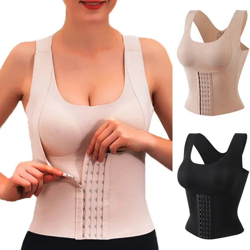3-in-1 Waist Trainer Buttoned Bra Shapewear