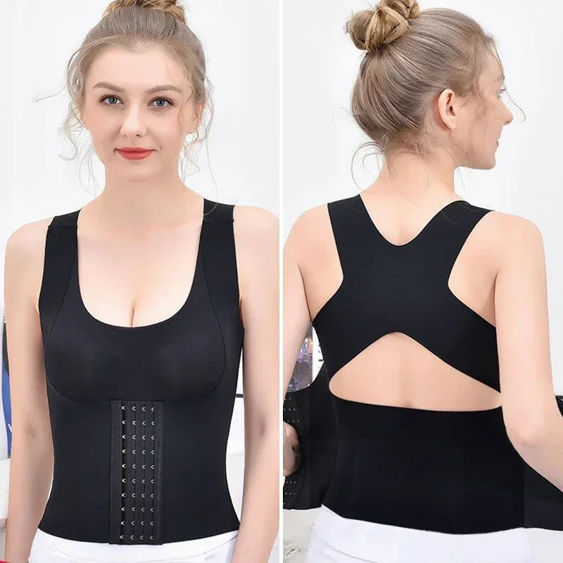 3-in-1 Waist Trainer Buttoned Bra Shapewear