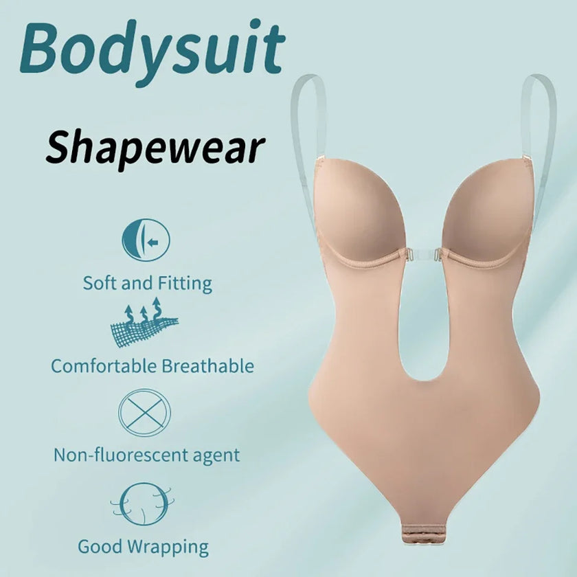 Women Full Body Shaper Bra Backless Bodysuit Thong Invisible Shapers Tummy Control Shapewear Girdles Sheath Slimming Underwear