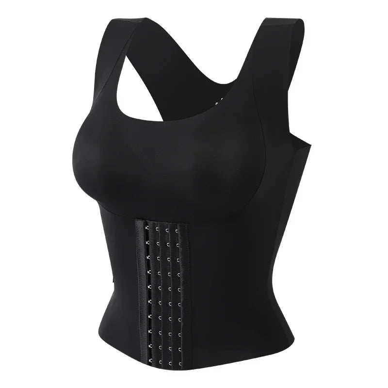 3-in-1 Waist Trainer Buttoned Bra Shapewear