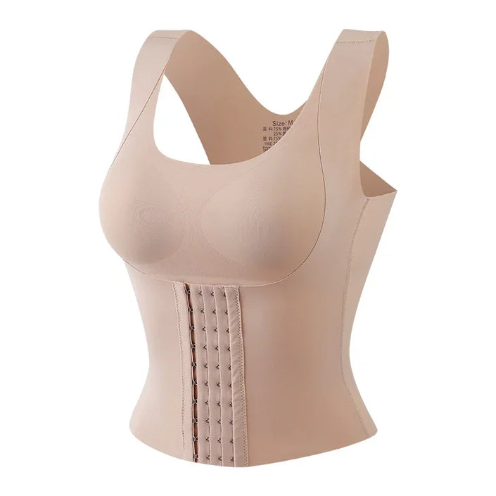 3-in-1 Waist Trainer Buttoned Bra Shapewear