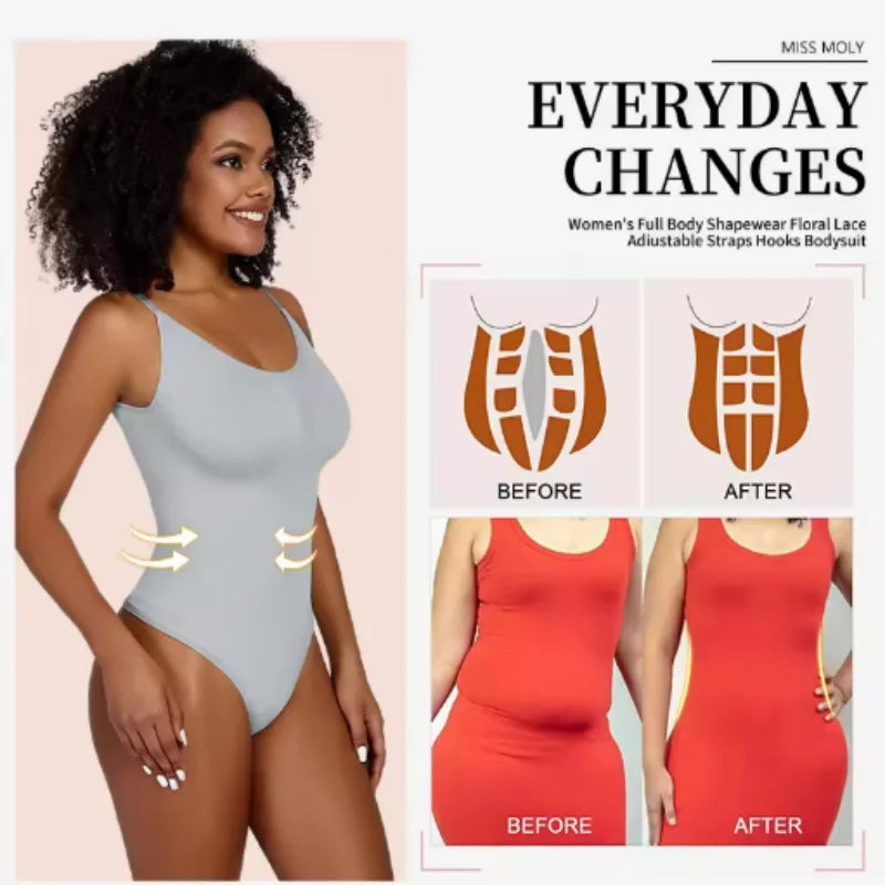 Smoothing Shapewear Bodysuit for Women Faja Full Body Shaper Thong Soft Body Shaping Sculpting Breast Slimming Underwear